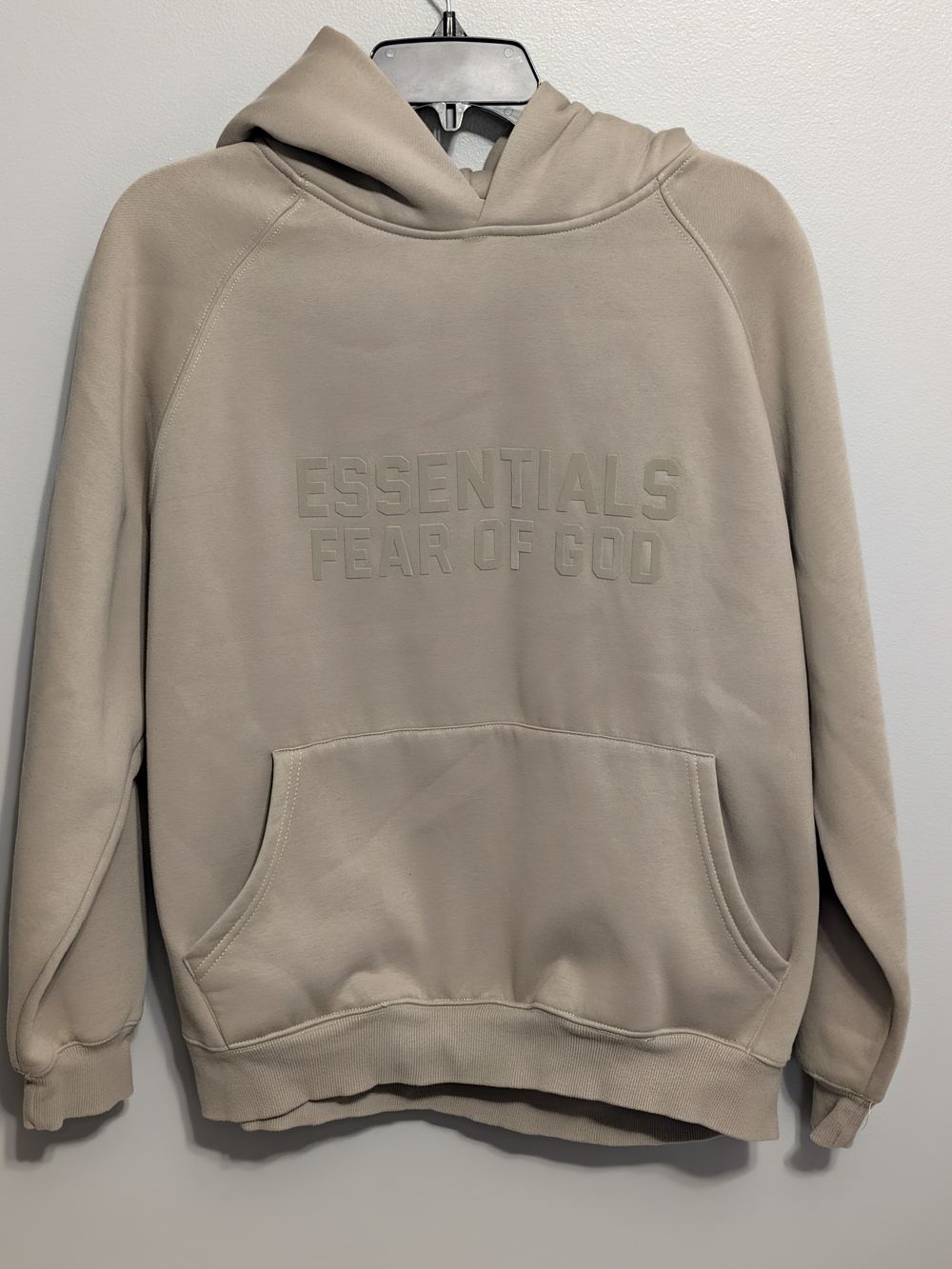 Essentials Fear Of God Taupe Hoodie with Raised Logo Sz Small